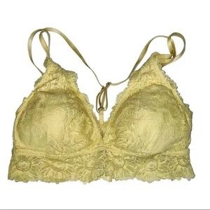 Aerie Wireless Lace Strappy Padded Bralette Yellow Size XS Brand New